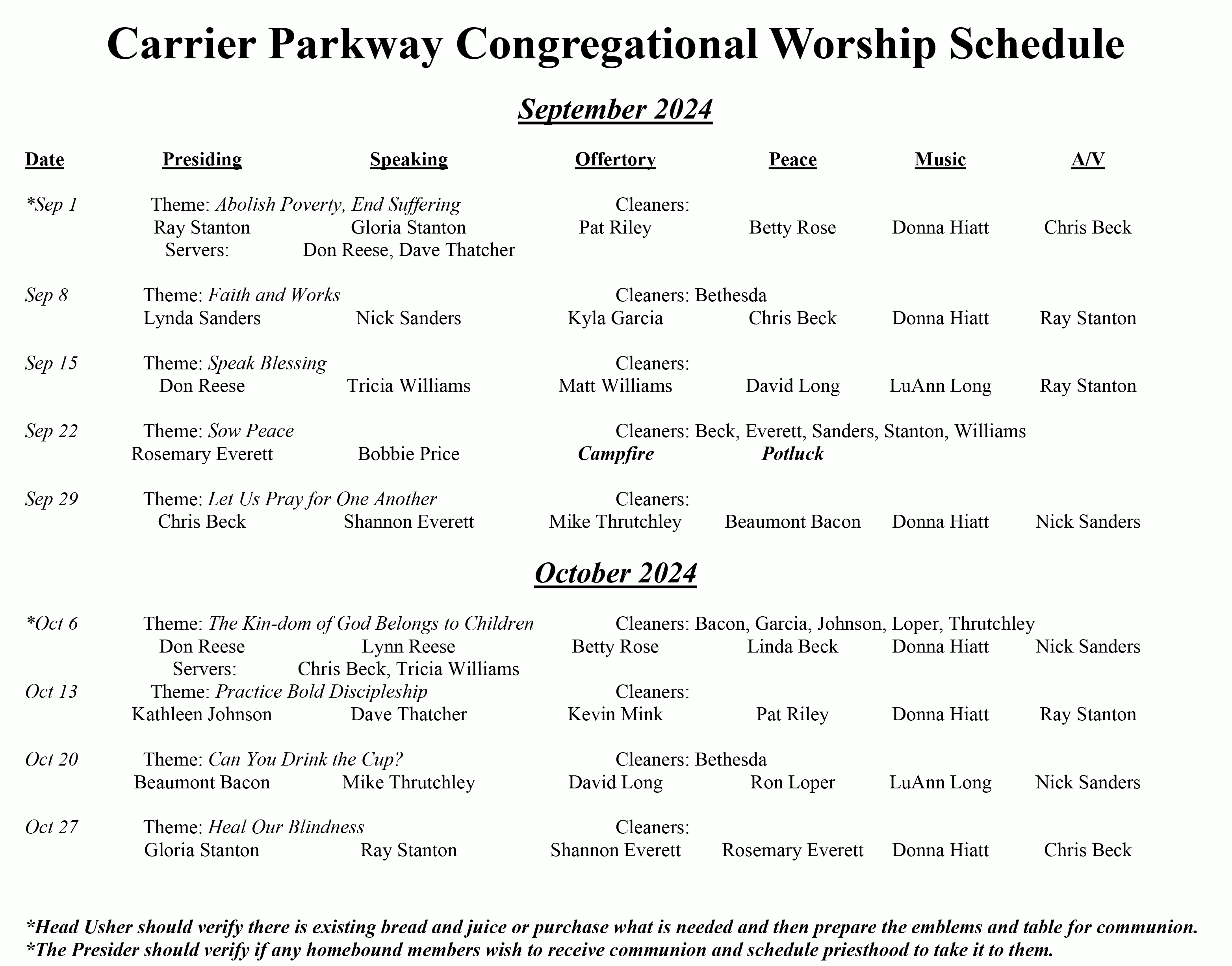 Church Worship Schedule3-4